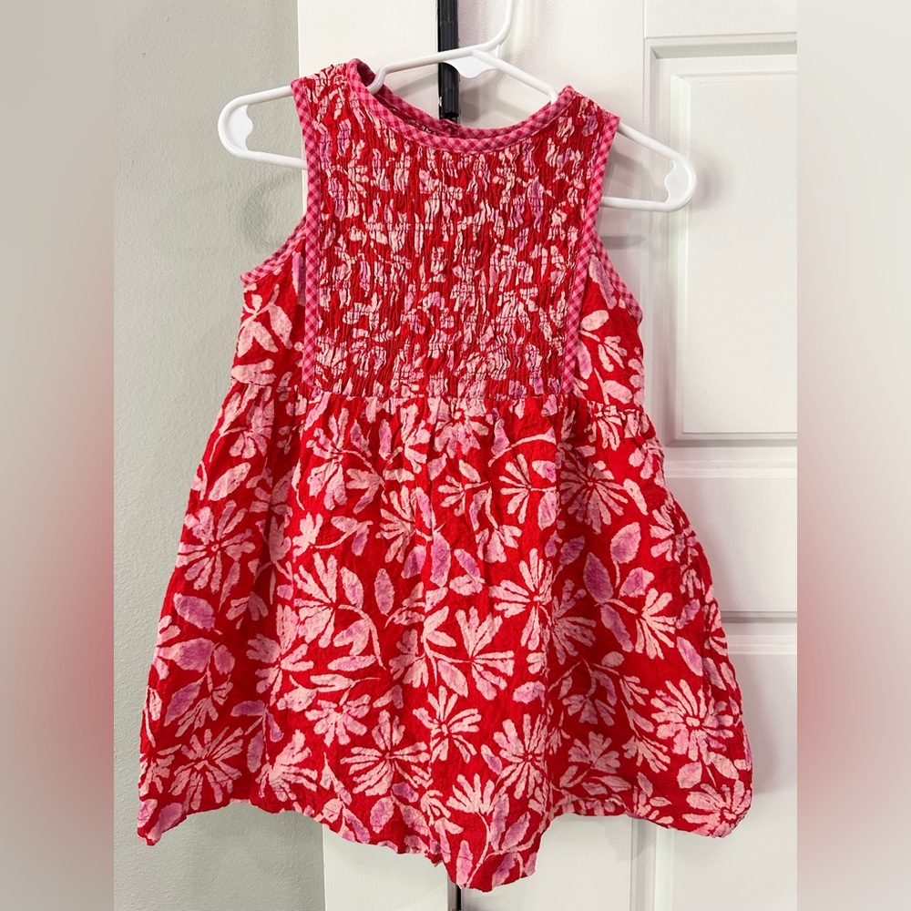 Zara Red Floral Smocked Sundress